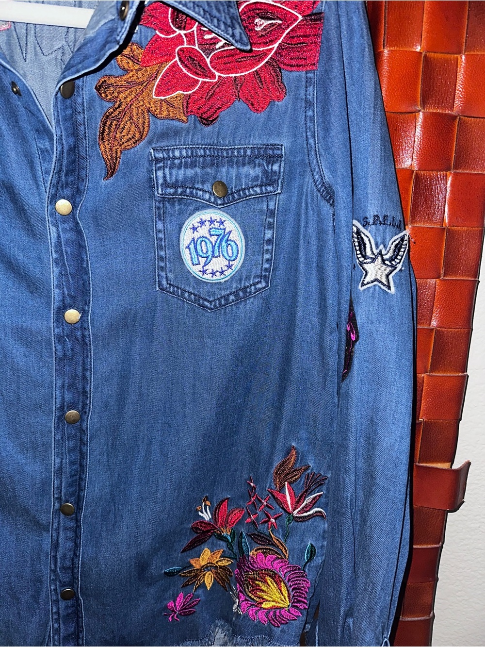 Spell Blue Denim Shirt Jacket Flower child - Picture 4 of 16